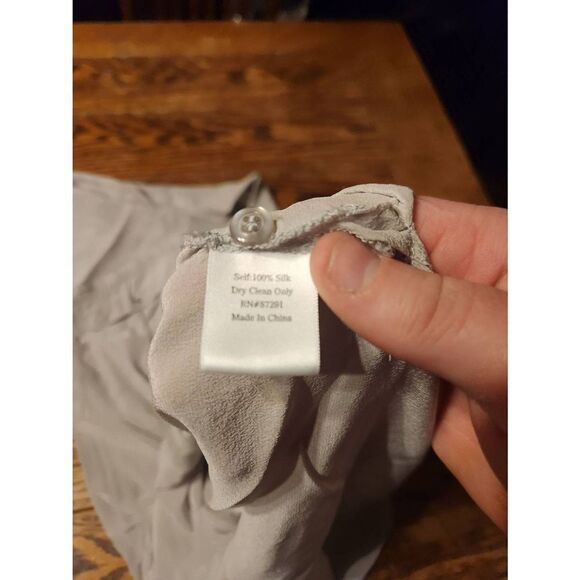 Johnny Was For Love and liberty grey silk asymmetrical buttons tunic dress sz Sm - Picture 4 of 5